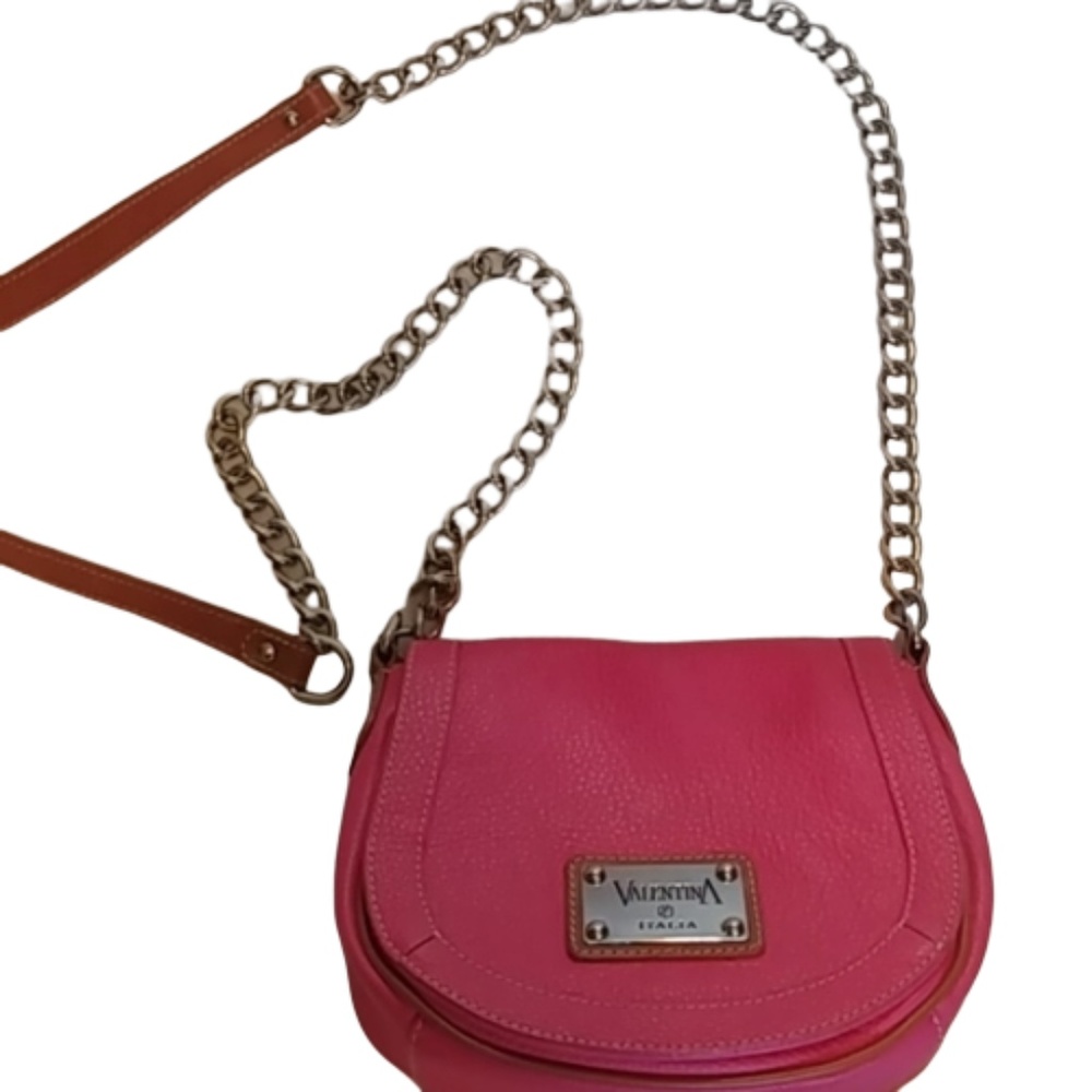 Valentina Pink Gunmetal Hardware Leather Crossbody